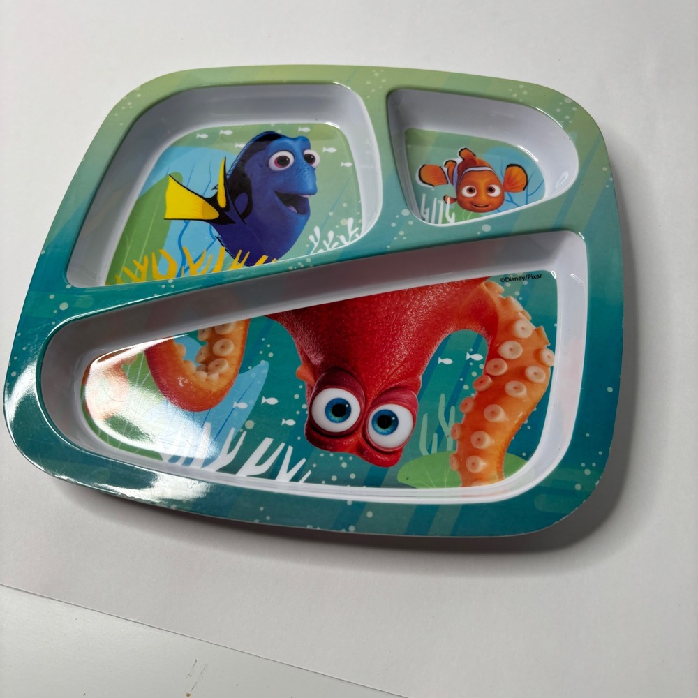 Zak Designs Disney Pixar Finding Dory Nemo Hank Divided Melamine Kids Plate Blue